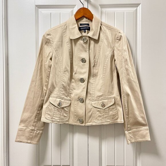Jones New York Utility Jacket Cream - M Petite - Picture 1 of 12